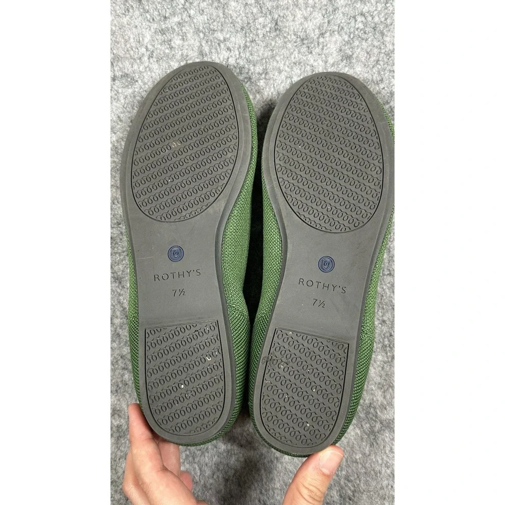 Rothy's The Flat Hunter Green Round Toe Slip-On Sz 7.5 Ballet Flat Shoes EUC